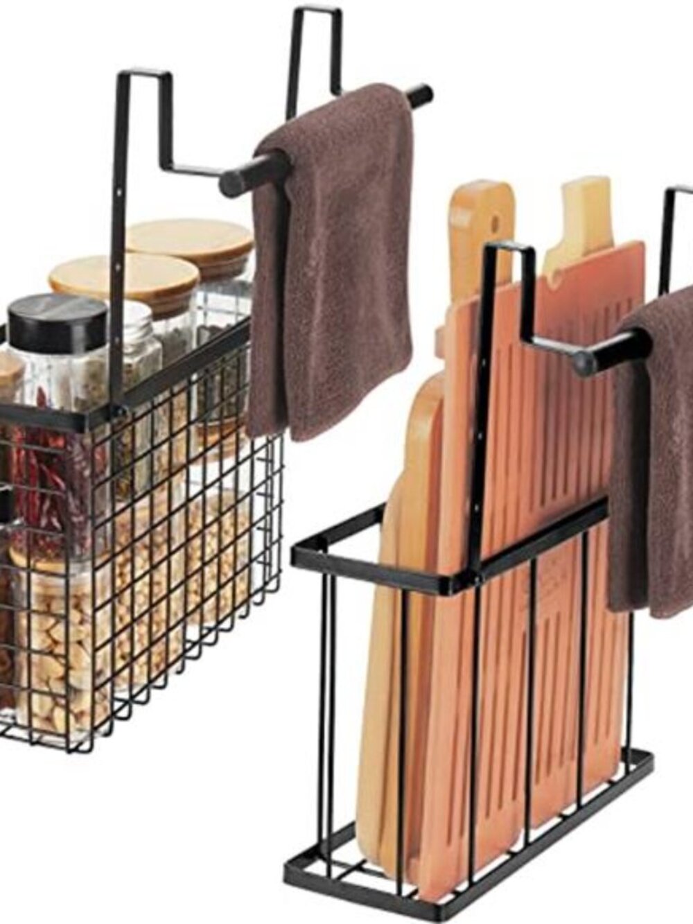 Over Cabinet Door Organizer Cutting Board Holder Towel Bar Kitchen Storage
